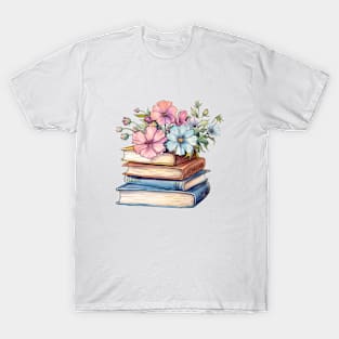 Vintage Floral Books T-Shirt